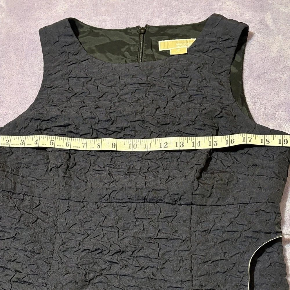 Michael Kors Crinkle Textured Sheath Dress Size 14 Navy Sleeveless Office Work